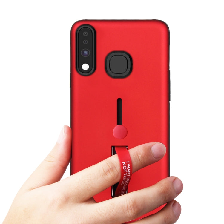 For Samsung Galaxy A70e Oil Feel Shockproof TPU + PC Protective Case with Holder