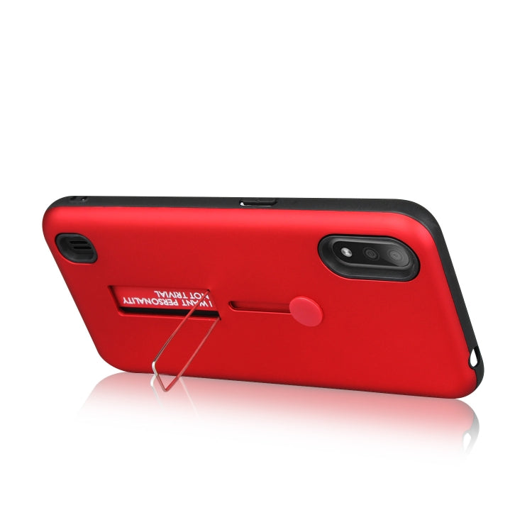 For Samsung Galaxy A01 Oil Feel Shockproof TPU + PC Protective Case with Holder
