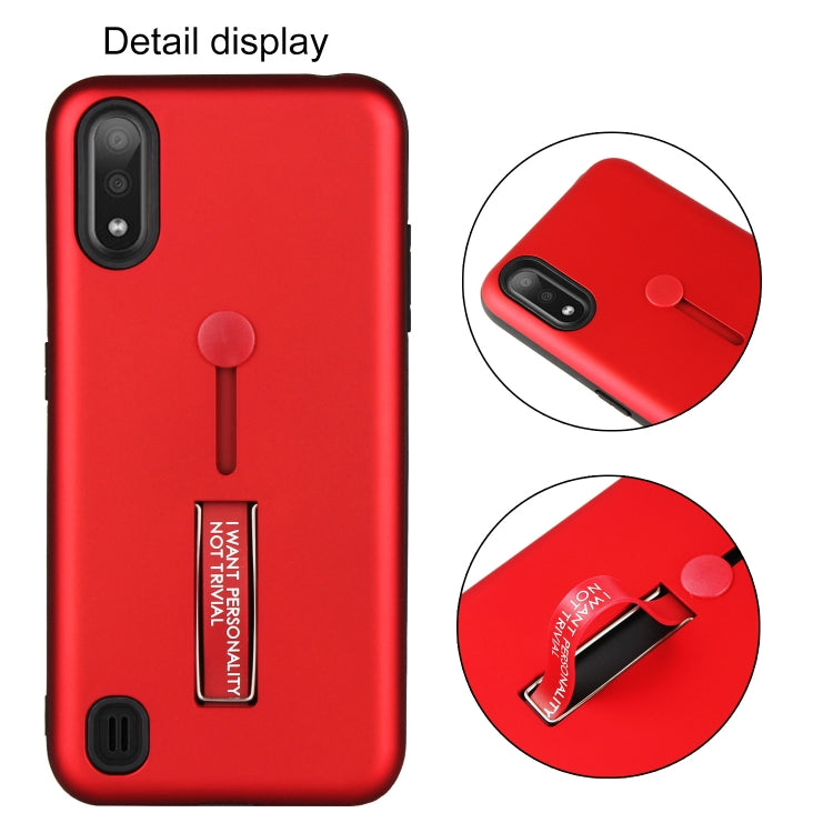 For Samsung Galaxy A01 Oil Feel Shockproof TPU + PC Protective Case with Holder