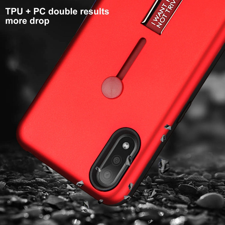 For Samsung Galaxy A01 Oil Feel Shockproof TPU + PC Protective Case with Holder