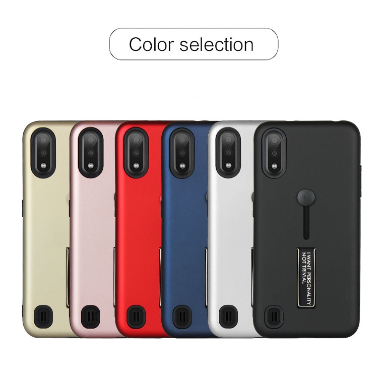 For Samsung Galaxy A01 Oil Feel Shockproof TPU + PC Protective Case with Holder