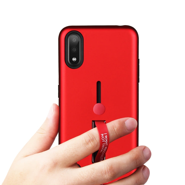 For Samsung Galaxy A01 Oil Feel Shockproof TPU + PC Protective Case with Holder