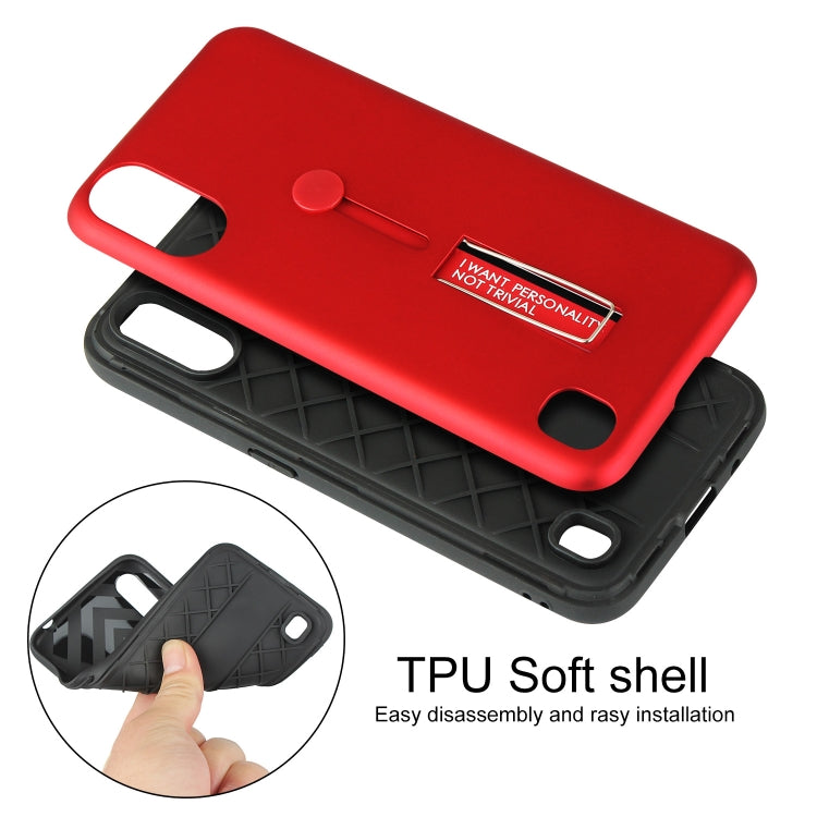 For Samsung Galaxy A01 Oil Feel Shockproof TPU + PC Protective Case with Holder