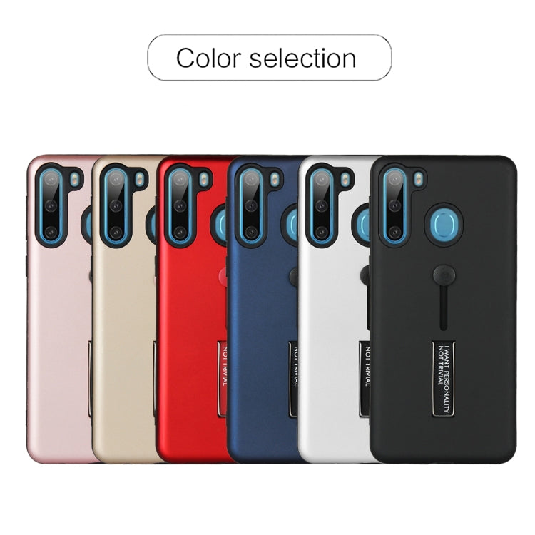 For Samsung Galaxy A21 Oil Feel Shockproof TPU + PC Protective Case with Holder