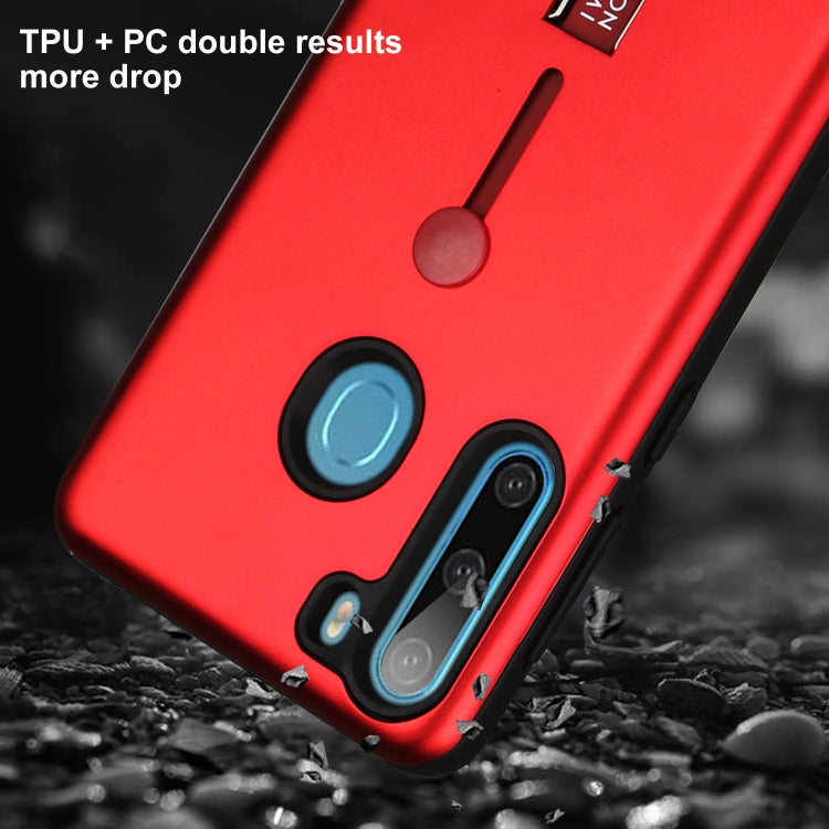 For Samsung Galaxy A21 Oil Feel Shockproof TPU + PC Protective Case with Holder