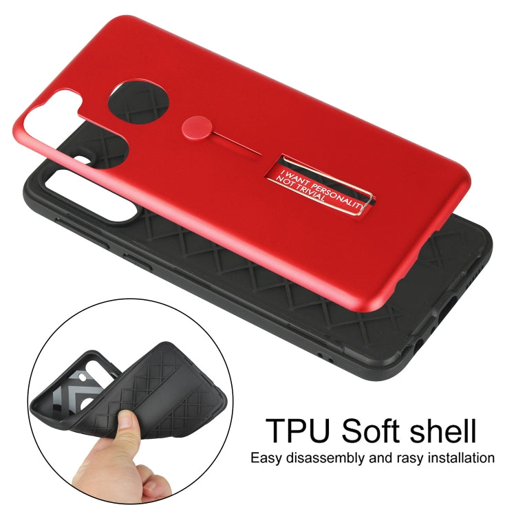 For Samsung Galaxy A21 Oil Feel Shockproof TPU + PC Protective Case with Holder