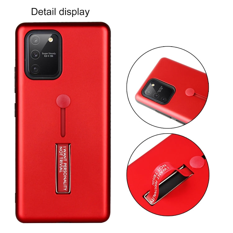 For Samsung Galaxy A91 Oil Feel Shockproof TPU + PC Protective Case with Holder