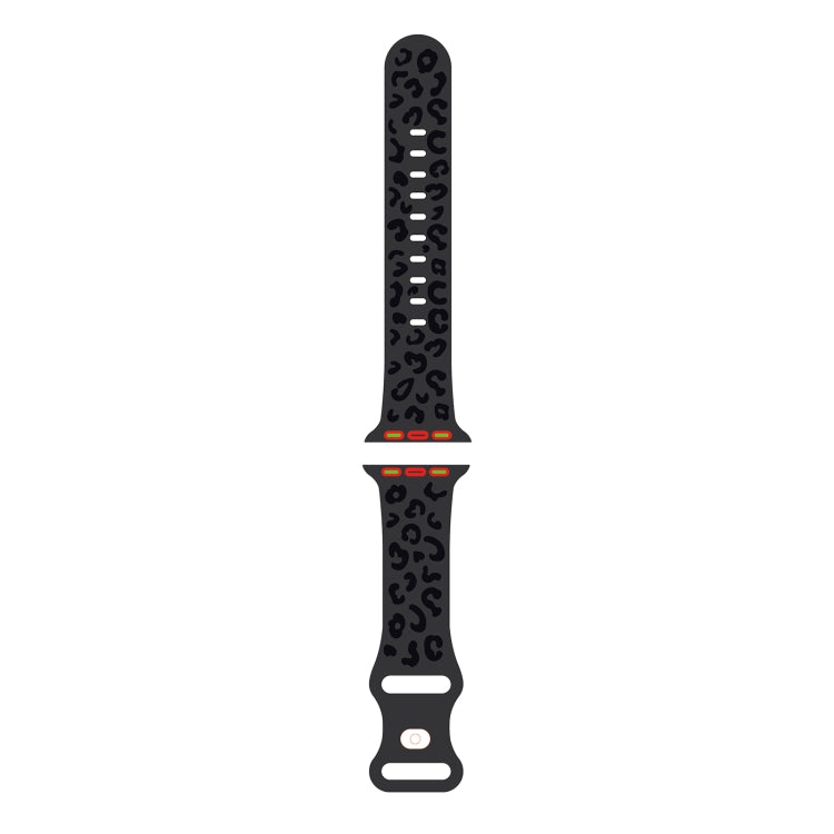 For Apple Watch Series 9 45mm Concave Leopard Printed Silicone Watch Band