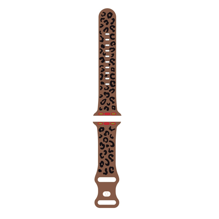 For Apple Watch Series 7 41mm Concave Leopard Printed Silicone Watch Band