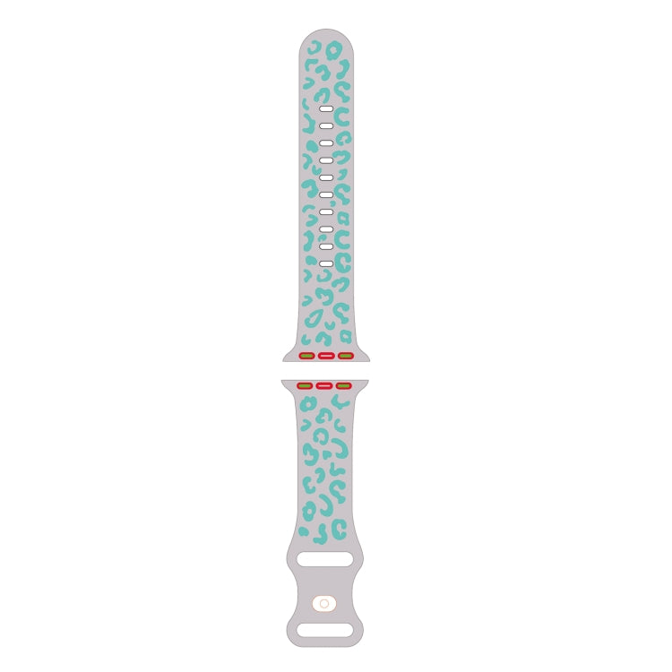 For Apple Watch SE 40mm Concave Leopard Printed Silicone Watch Band