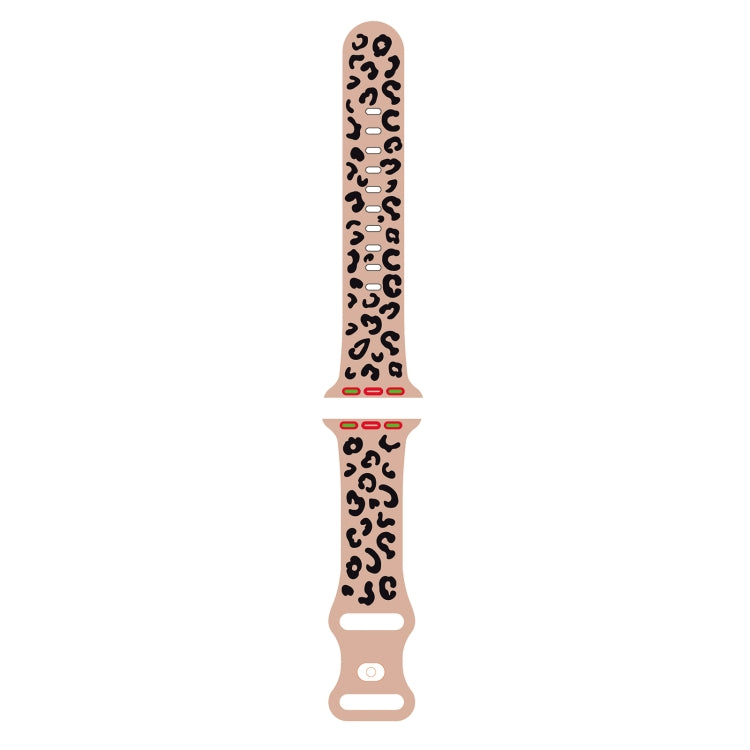 For Apple Watch Series 4 44mm Concave Leopard Printed Silicone Watch Band