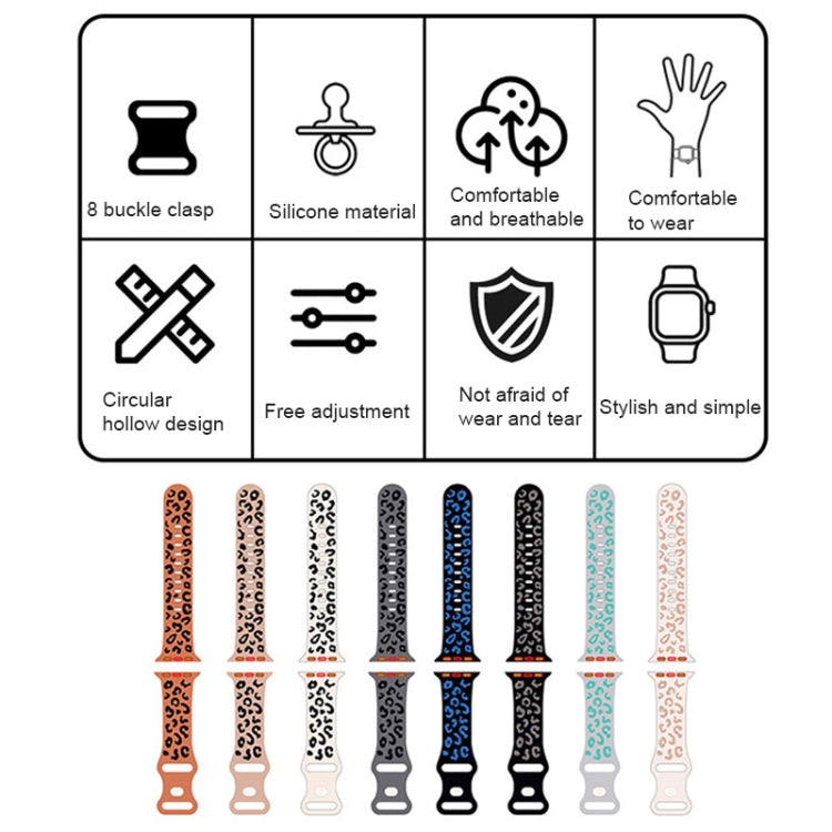 For Apple Watch Series 4 40mm Concave Leopard Printed Silicone Watch Band