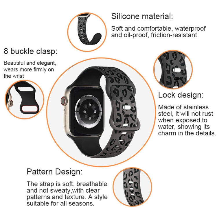 For Apple Watch Series 4 40mm Concave Leopard Printed Silicone Watch Band