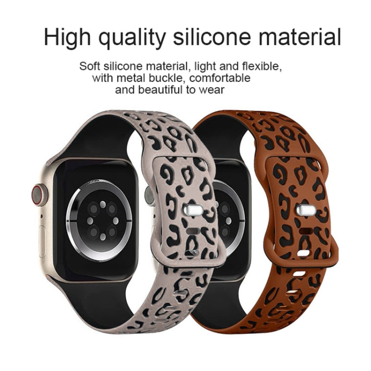 For Apple Watch Series 4 40mm Concave Leopard Printed Silicone Watch Band
