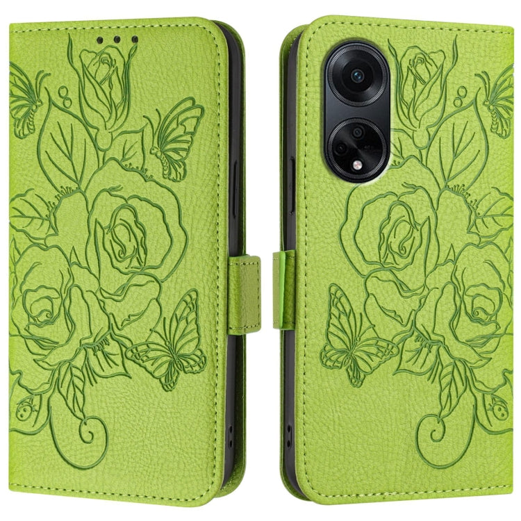 For OPPO A98 5G / F23 5G India Embossed Rose RFID Anti-theft Leather Phone Case