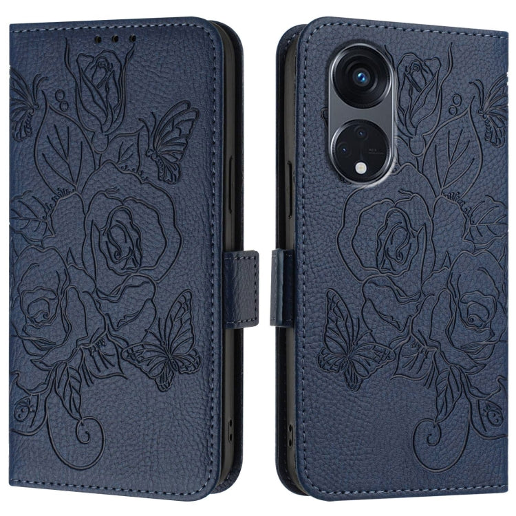 For OPPO A1 Pro 5G / Reno8 T 5G Global Embossed Rose RFID Anti-theft Leather Phone Case