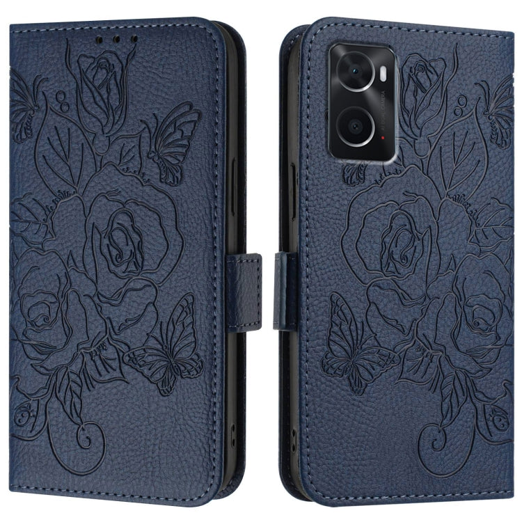 For OPPO A36 4G / A76 4G / A96 4G / K10 4G Embossed Rose RFID Anti-theft Leather Phone Case