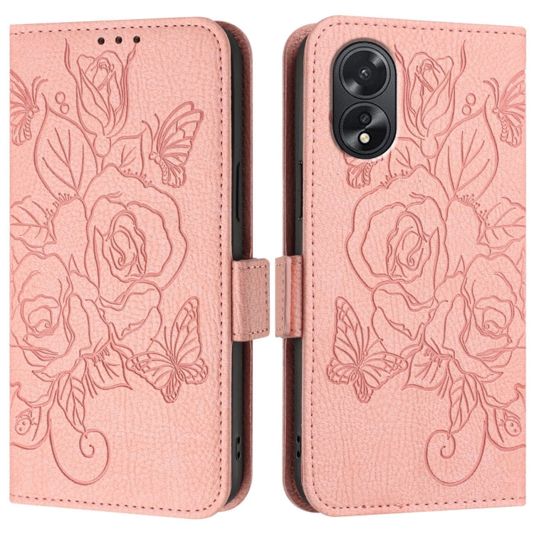 For OPPO A38 4G / A18 4G Global Embossed Rose RFID Anti-theft Leather Phone Case