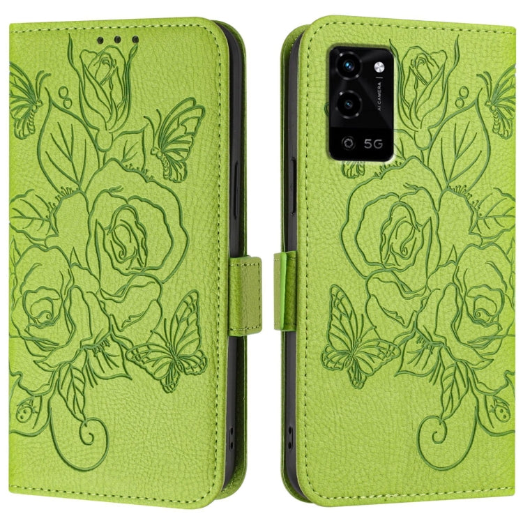 For OPPO A55s 5G / A53s 5G / A56 5G / A16s Embossed Rose RFID Anti-theft Leather Phone Case