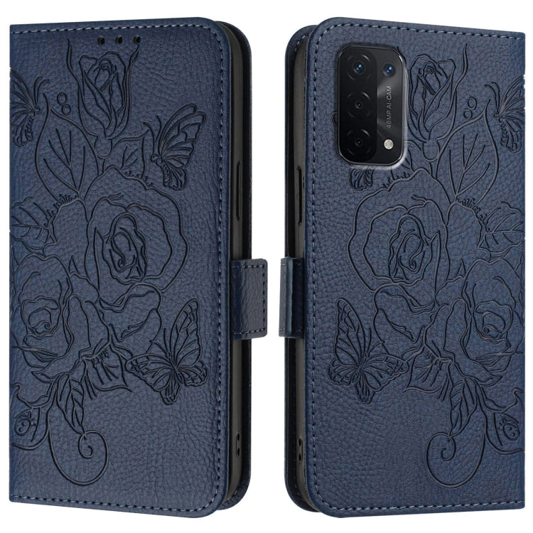 For OPPO A77 5G / A97 5G / Realme V23 Embossed Rose RFID Anti-theft Leather Phone Case