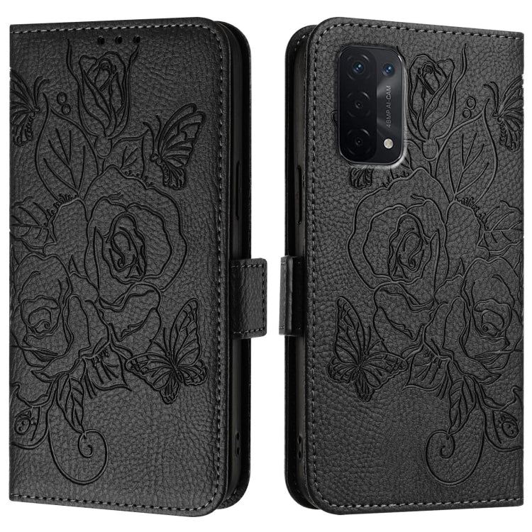 For OPPO A77 5G / A97 5G / Realme V23 Embossed Rose RFID Anti-theft Leather Phone Case