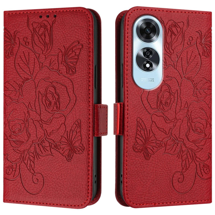For OPPO A60 4G Global Embossed Rose RFID Anti-theft Leather Phone Case