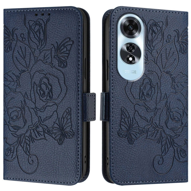 For OPPO A60 4G Global Embossed Rose RFID Anti-theft Leather Phone Case