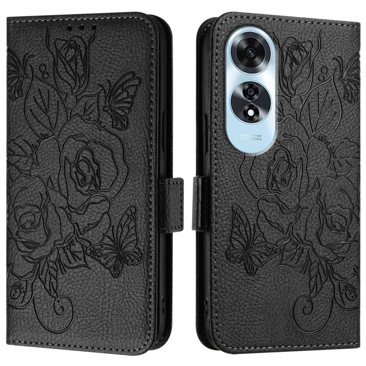 For OPPO A60 4G Global Embossed Rose RFID Anti-theft Leather Phone Case