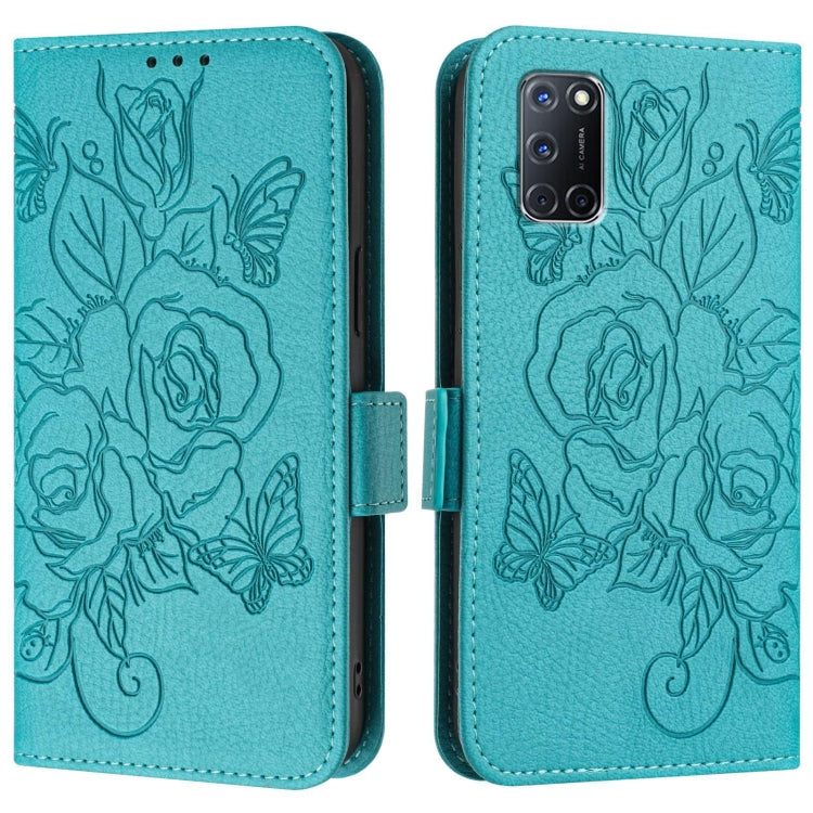 For OPPO A72 / A52 / A92 4G Embossed Rose RFID Anti-theft Leather Phone Case