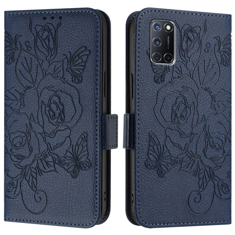For OPPO A72 / A52 / A92 4G Embossed Rose RFID Anti-theft Leather Phone Case