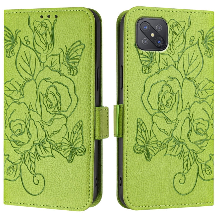 For OPPO A92s 5G Embossed Rose RFID Anti-theft Leather Phone Case
