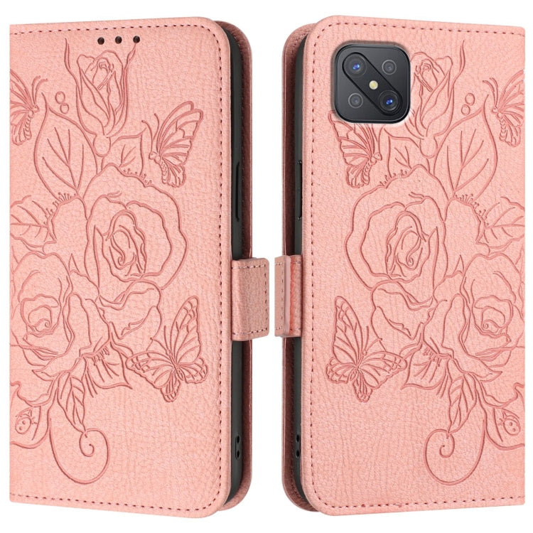 For OPPO A92s 5G Embossed Rose RFID Anti-theft Leather Phone Case