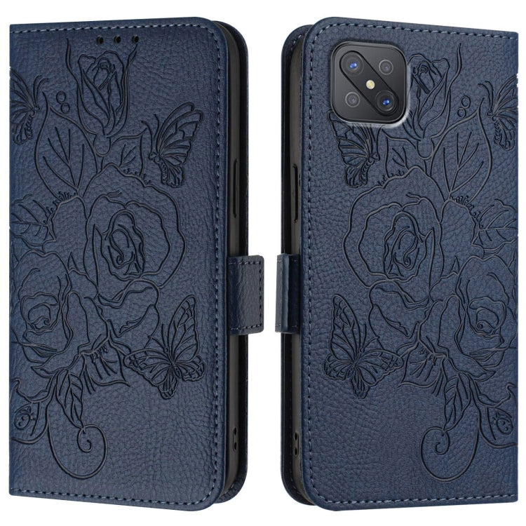 For OPPO A92s 5G Embossed Rose RFID Anti-theft Leather Phone Case