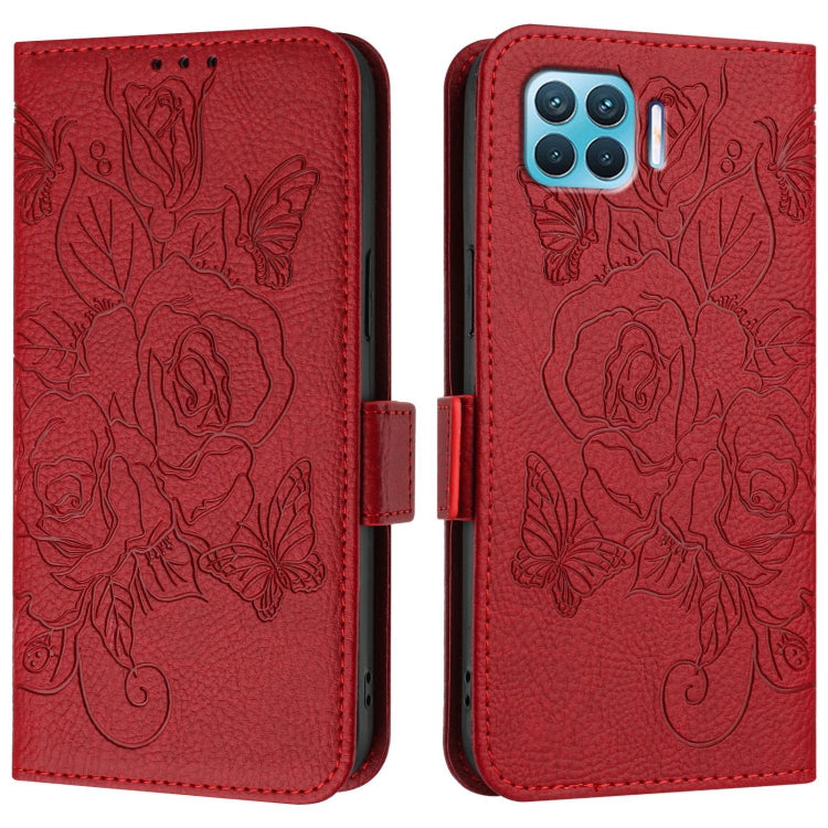 For OPPO F17 Pro / A93 2020 4G Global Embossed Rose RFID Anti-theft Leather Phone Case