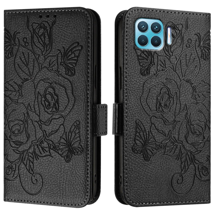 For OPPO F17 Pro / A93 2020 4G Global Embossed Rose RFID Anti-theft Leather Phone Case