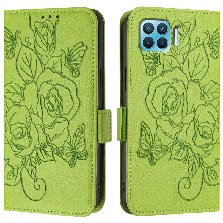 For OPPO Reno4 Lite / Reno4 F Embossed Rose RFID Anti-theft Leather Phone Case