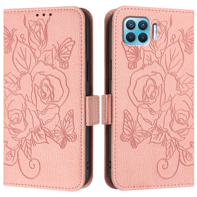 For OPPO Reno4 Lite / Reno4 F Embossed Rose RFID Anti-theft Leather Phone Case