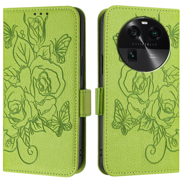For OPPO Find X6 Embossed Rose RFID Anti-theft Leather Phone Case