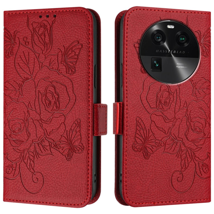 For OPPO Find X6 Embossed Rose RFID Anti-theft Leather Phone Case