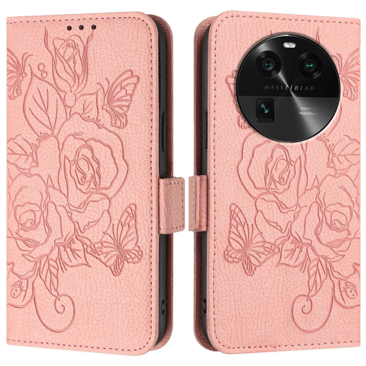 For OPPO Find X6 Embossed Rose RFID Anti-theft Leather Phone Case