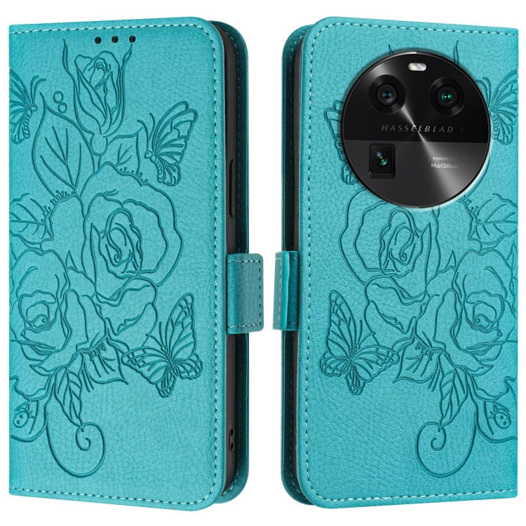 For OPPO Find X6 Pro Embossed Rose RFID Anti-theft Leather Phone Case