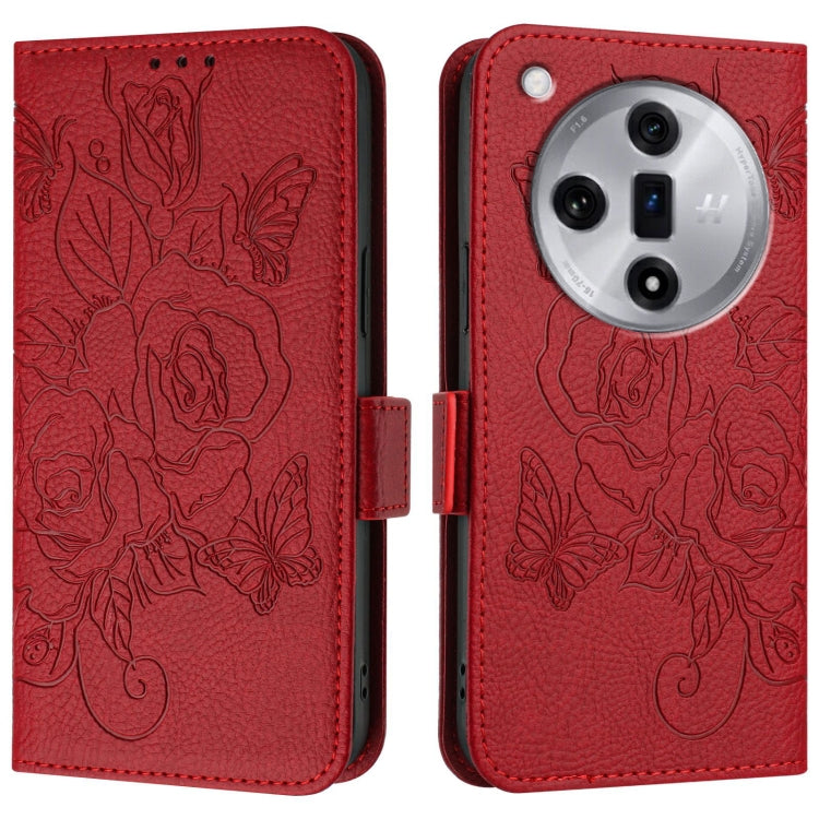 For OPPO Find X7 Embossed Rose RFID Anti-theft Leather Phone Case