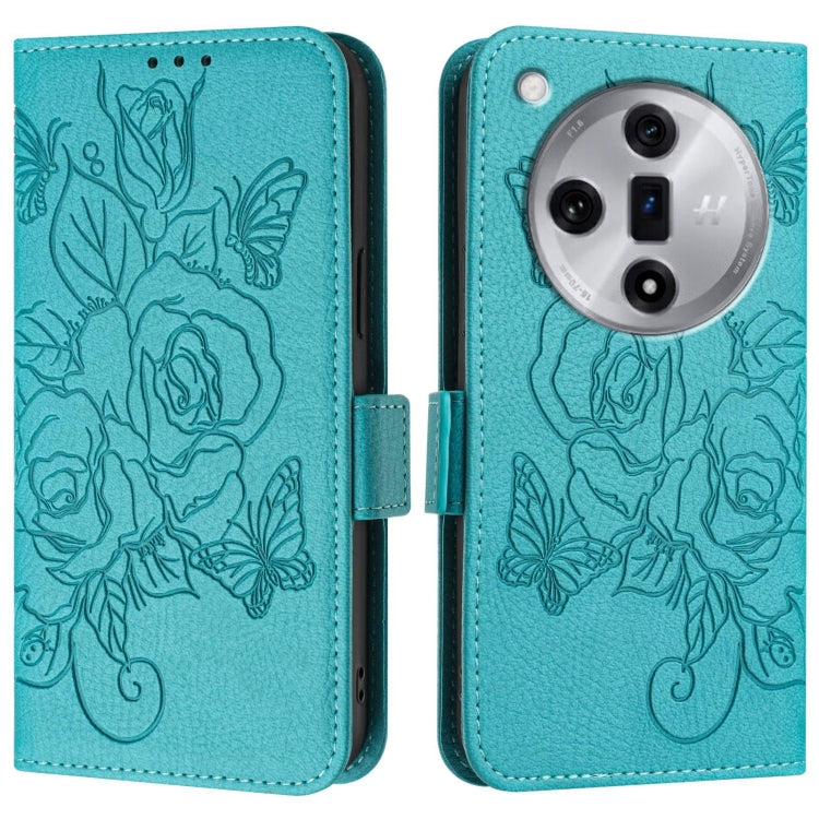 For OPPO Find X7 Embossed Rose RFID Anti-theft Leather Phone Case