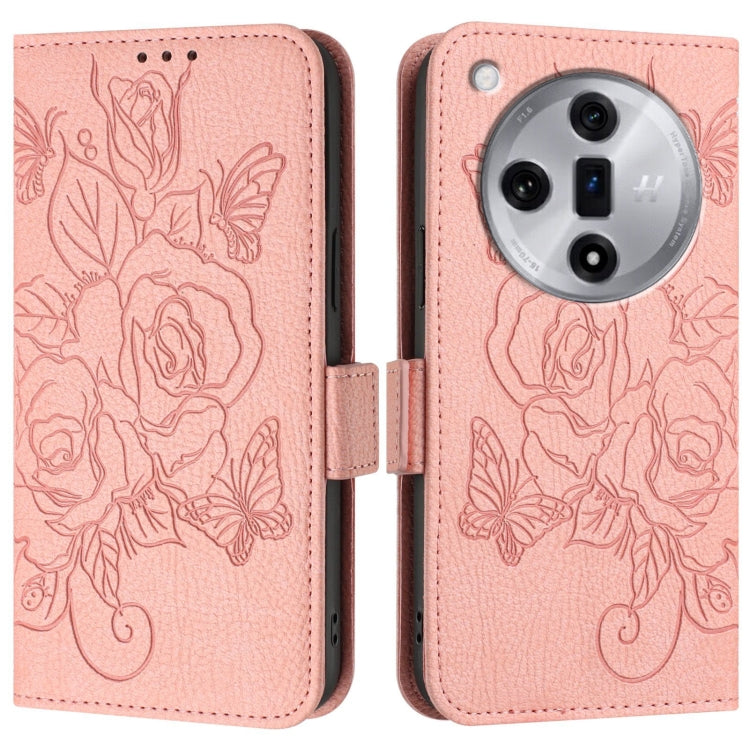 For OPPO Find X7 Embossed Rose RFID Anti-theft Leather Phone Case