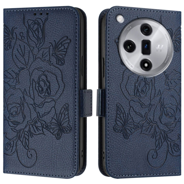 For OPPO Find X7 Embossed Rose RFID Anti-theft Leather Phone Case