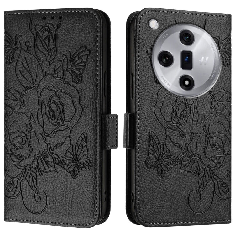 For OPPO Find X7 Embossed Rose RFID Anti-theft Leather Phone Case