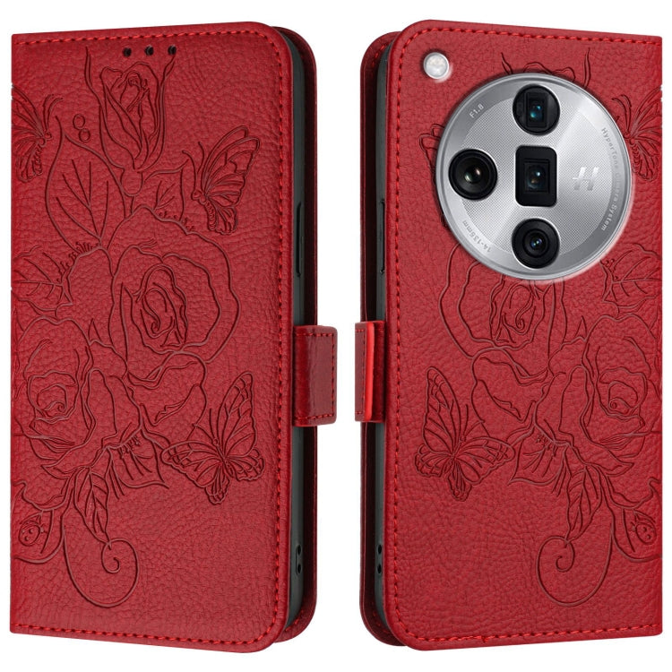 For OPPO Find X7 Ultra Embossed Rose RFID Anti-theft Leather Phone Case