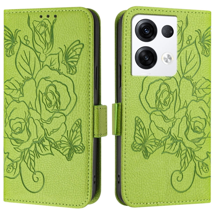For OPPO Reno8 Pro 5G Global Embossed Rose RFID Anti-theft Leather Phone Case