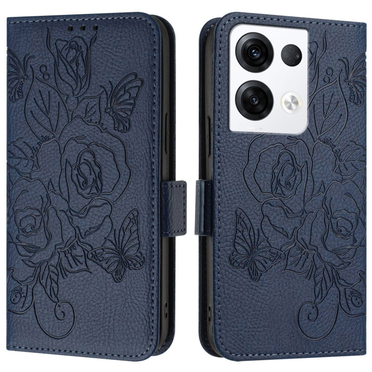 For OPPO Reno8 Pro 5G Global Embossed Rose RFID Anti-theft Leather Phone Case