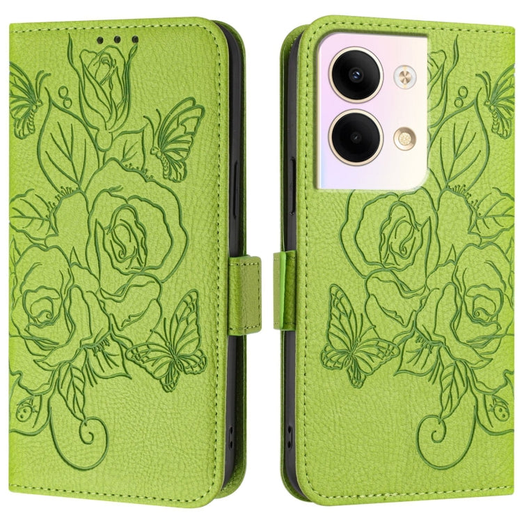 For OPPO Reno9 5G / Reno9 Pro 5G Embossed Rose RFID Anti-theft Leather Phone Case